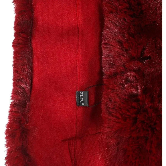 Zlyc Women Winter Faux Fur Shawl Stole Warm Wrap Cape - Red - Picture 7 of 7